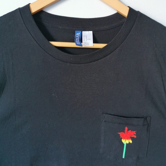 H&M Round Neck Foldover-Short-Sleeve Tee Black M - Picture 3 of 6